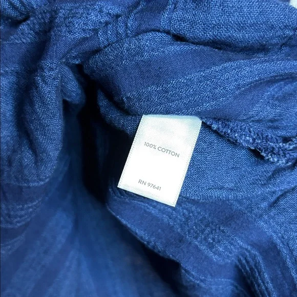 Purejill Indigo Textured Tunic Top Parker Wash Long Sleeve Sz L NWT - Picture 7 of 7